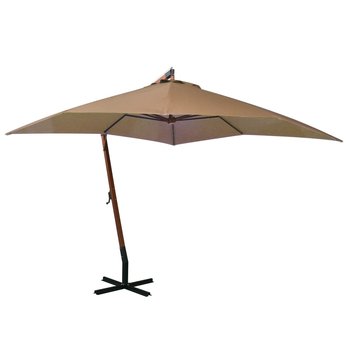 Parasol ogrodowy wiszący, na jodłowym słupku, taupe, 3x3 m - vidaXL