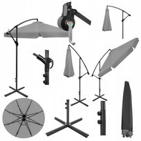 Parasol pochylany parasolka składany grafitowy z korbą 250x300 + pokrowiec