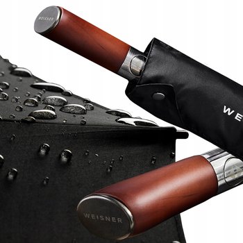 Parasol Przeciwdeszczowy Automatyczny Parasolka Składana Drewniana Rączka - WEISNER