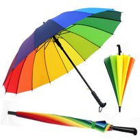 Parasol przeciwdeszczowy rządowy długi duży tęczowy mocny XXL Okazeo