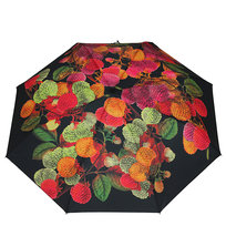 PARASOL SUPERAUTOMATYCZNY nadruk cyfrowy Maliny na czarnym Filtr UV 50+ Qstyle