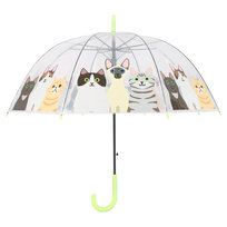 Parasol transparentny z motywem kotków średnica 86,5 cm lekki wytrzymały na deszcz Esschert Design