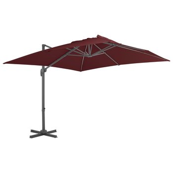 Parasol wiszący na aluminiowym słupku, bordowy, 400x300 cm - vidaXL