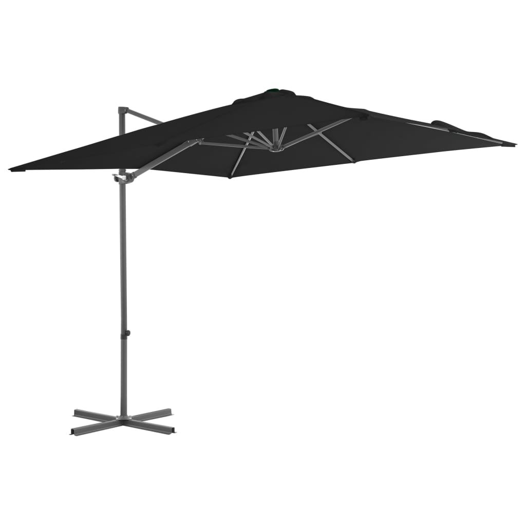 Фото - Пляжна парасоля VidaXL Parasol wiszący na stalowym słupku, czarny, 250x250 cm 