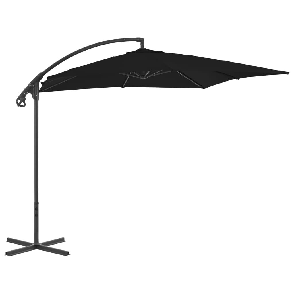 Фото - Пляжна парасоля VidaXL Parasol wiszący ze stalowym słupkiem, 250 x 250 cm, czarny 