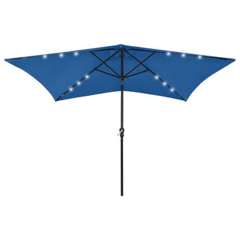 Parasol z lampkami LED, na stalowym słupku, niebieski, 2x3 m - vidaXL