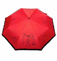 Parasolka Damska Carbon Steel 80 km/h - Elegancka Czerwono-czarna Parasol