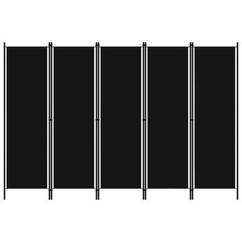 Parawan 5-panelowy, czarny, 250 x 180 cm - vidaXL