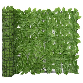 Parawan balkonowy, zielone liście, 400x100 cm - vidaXL