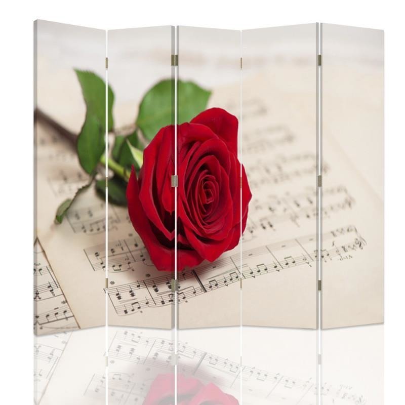 Zdjęcia - Pozostałe meble Parawan dwustronny FEEBY, Czerwona Róża Kwiat Muzyka 180x170