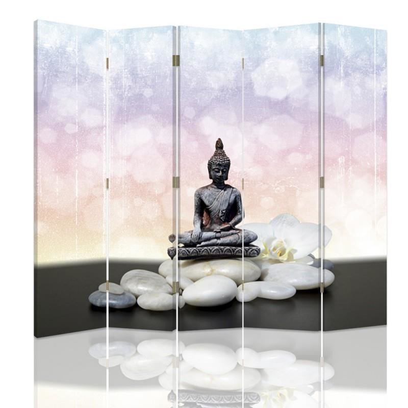 Zdjęcia - Pozostałe meble Zen Parawan dwustronny FEEBY,  Buddha Kamienie 180x170 