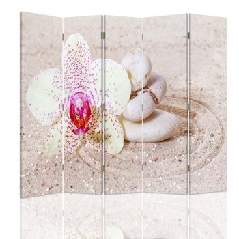 Parawan dwustronny obrotowy FEEBY, Beżowy Zen Kwiaty 180x170 - Feeby