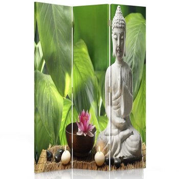 Parawan dwustronny obrotowy FEEBY, Buddha Liście Kwiaty 110x170 - Feeby