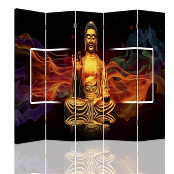Parawan dwustronny obrotowy FEEBY, Buddha Złoty Abstrakcja 180x170 - Feeby