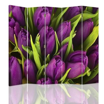Parawan dwustronny obrotowy FEEBY, Tulipany Fioletowe 180x170 - Feeby