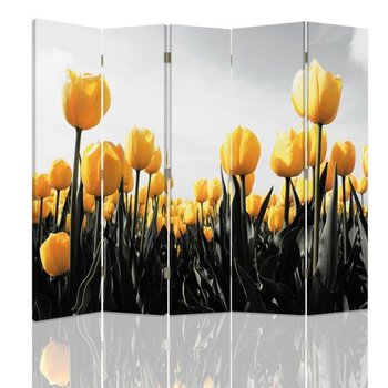 Parawan dwustronny obrotowy FEEBY, Tulipany Żółte 180x170 - Feeby