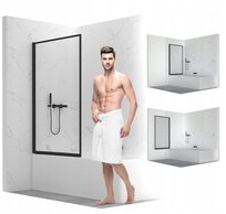 Parawan Nawannowy 1-Skrzydłowy 80Cm Czarny Ramka Transparentny Esg Sevante