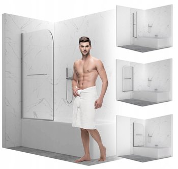 Parawan Nawannowy 1-Skrzydłowy Składany Z Wieszakiem Transparentny Chrom - SEVANTE