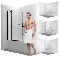 Parawan Nawannowy 2-Skrzydłowy Składany Z Wieszakiem Transparentny Czarny