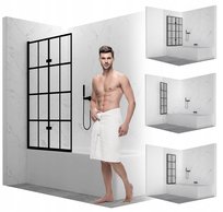 Parawan Nawannowy Składany 2-Skrzydłowy Czarna Kratka 80Cm Transparentny