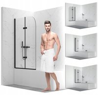 Parawan Nawannowy Składany 2-Skrzydłowy Czarny 80Cm Transparentny Sevante