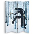 Parawan pokojowy FEEBY, Abstrakcyjny kolaż zimowy las ptak w przebraniu z wężem, Dwustronny 145x170cm 4-częściowy - Feeby