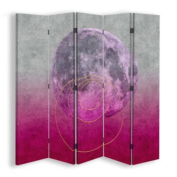 Parawan pokojowy FEEBY, Abstrakcyjny księżyc, Dwustronny 180x170cm 5-częściowy - Feeby