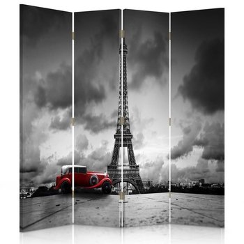 Parawan pokojowy FEEBY, Czerwone auto w Paryżu, Obrotowy 145x170cm 4-częściowy - Feeby