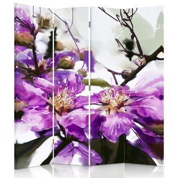 Parawan pokojowy FEEBY, Fioletowy kwiat 2, Dwustronny 145x170cm 4-częściowy - Feeby