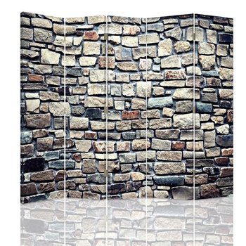 Parawan pokojowy FEEBY, Kamienna ściana, Dwustronny 180x170cm 5-częściowy - Feeby