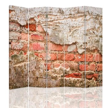 Parawan pokojowy FEEBY, Mur z cegły, Obrotowy 180x170cm 5-częściowy - Feeby