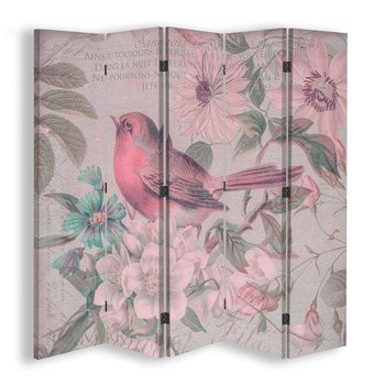 Parawan pokojowy FEEBY, Ptak i kwiaty 5, Dwustronny 180x170cm 5-częściowy - Feeby