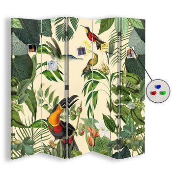 Parawan pokojowy FEEBY, Ptaki w tropikalnym lesie 5, Dwustronny PIN 180x170cm 5-częściowy - Feeby