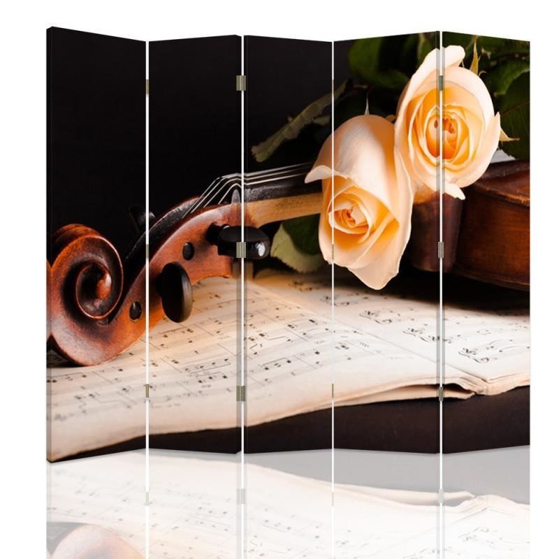 Zdjęcia - Pozostałe meble Parawan pokojowy FEEBY, Róże na skrzypcach, Dwustronny 180x170cm 5-częścio