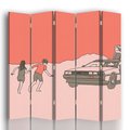 Parawan pokojowy FEEBY, Różowy DeLorean, Dwustronny 180x170cm 5-częściowy - Feeby