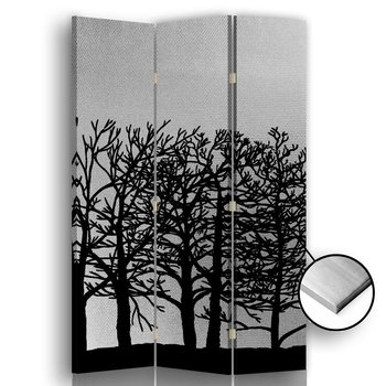 Parawan pokojowy FEEBY, srebrny Drzewa, Obrotowy 110x170cm 3-częściowy - Feeby