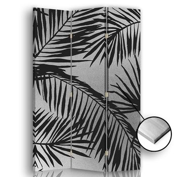 Parawan pokojowy FEEBY, srebrny Liście palm, Obrotowy 110x170cm 3-częściowy - Feeby
