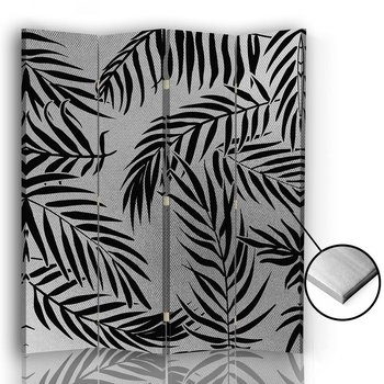 Parawan pokojowy FEEBY, srebrny Liście palmy, Obrotowy 145x170cm 4-częściowy - Feeby