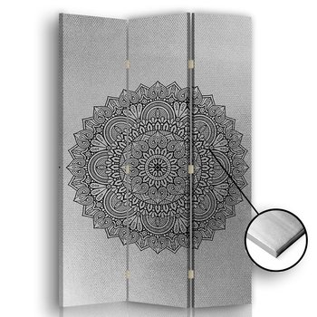 Parawan pokojowy FEEBY, srebrny Mandala 1, Dwustronny 110x170cm 3-częściowy - Feeby