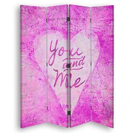 Parawan pokojowy FEEBY Ty i Ja różowe, dwustronny, obrotowy 360 stopni, 145x175 cm Parawan pokojowy FEEBY Ty i Ja różowe, dwustronny, obrotowy 360 stopni, 145x175 cm
