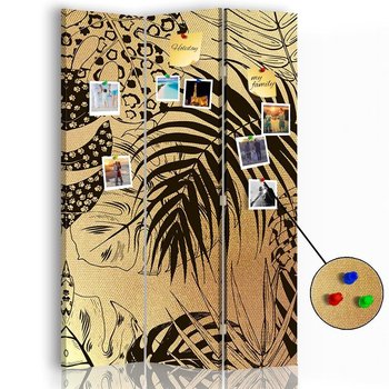 Parawan pokojowy FEEBY, złoty Egzotyczne liście, Dwustronny PIN 110x170cm 3-częściowy - Feeby
