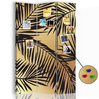Parawan pokojowy FEEBY, złoty Liście palm, Dwustronny PIN 110x170cm 3-częściowy - Feeby