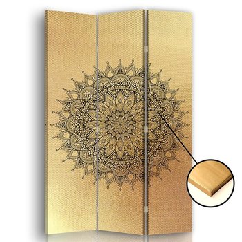 Parawan pokojowy FEEBY, złoty Mandala, Dwustronny 110x170cm 3-częściowy - Feeby