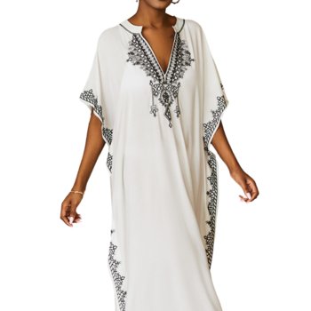 Pareo długa narzutka plażowa tunika sukienka luźna - Luvu