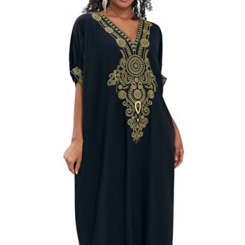 Pareo długa narzutka plażowa tunika sukienka luźna - Luvu