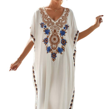 Pareo długa narzutka plażowa tunika sukienka luźna - Luvu