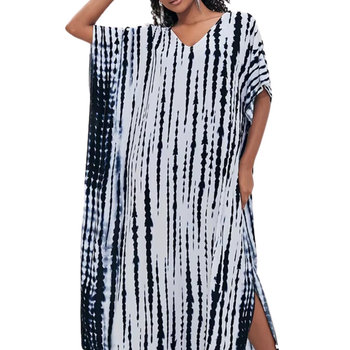 Pareo długa narzutka plażowa tunika sukienka luźna - Luvu