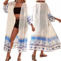 Pareo Długa Tunika Plażowa Zwiewna Letnia Sukienka Boho Narzutka Na Plażę