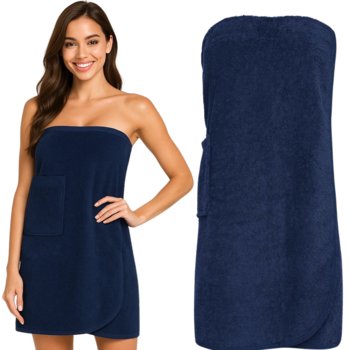 PAREO GRANATOWE DO SAUNY NA PLAŻĘ RĘCZNIK KĄPIELOWY DLA KOBIET DAMSKI SPA L/XL - Spod Igły i Nitki