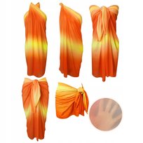 PAREO PLAŻOWE LETNIA TUNIKA PLAŻOWA ZWIEWNA SUKIENKA NARZUTKA NA PLAŻĘ LATO POMARAŃCZOWA